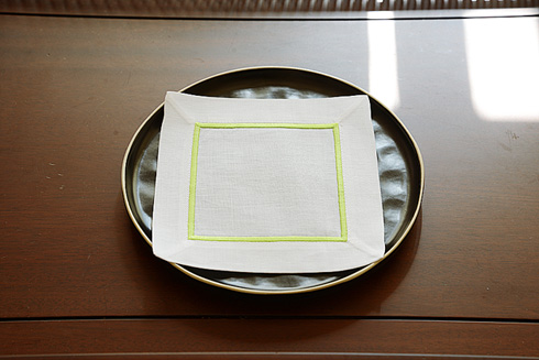 Festive colored corded cocktail napkin. Lime Popsicle color